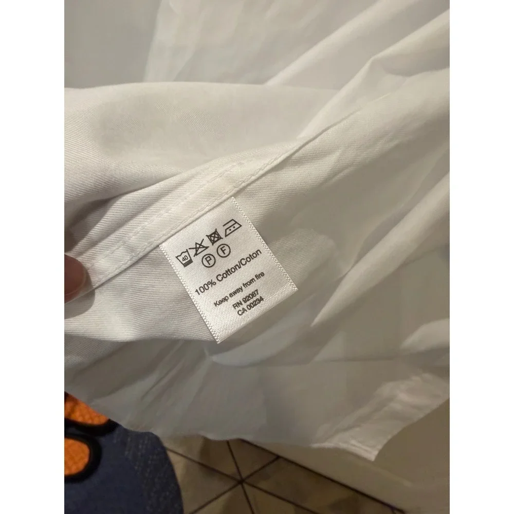 Saks Fifth Avenue Mens White Classic Fit Cotton Twill Dress Shirt 18 34/35